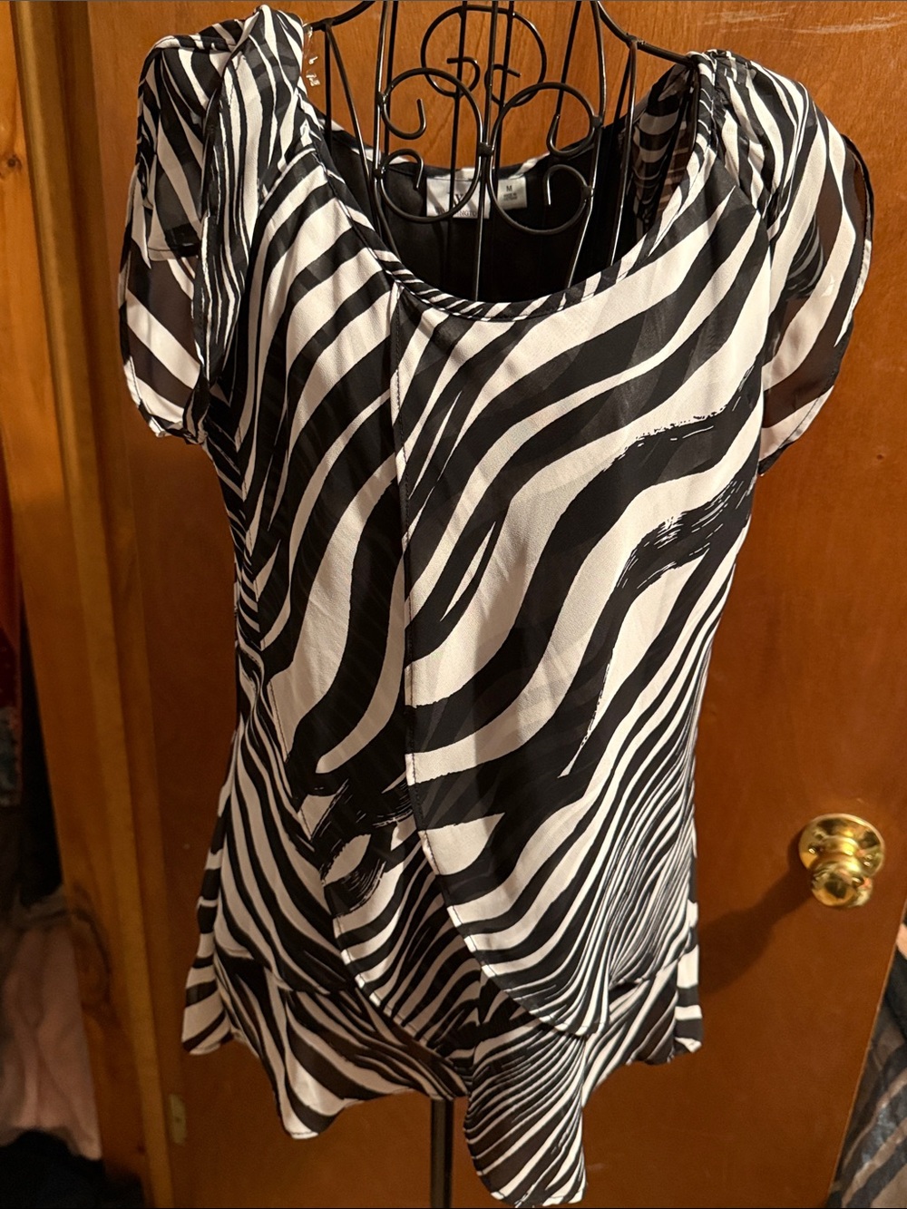 Worthington Black and White Zebra-Print Tunic